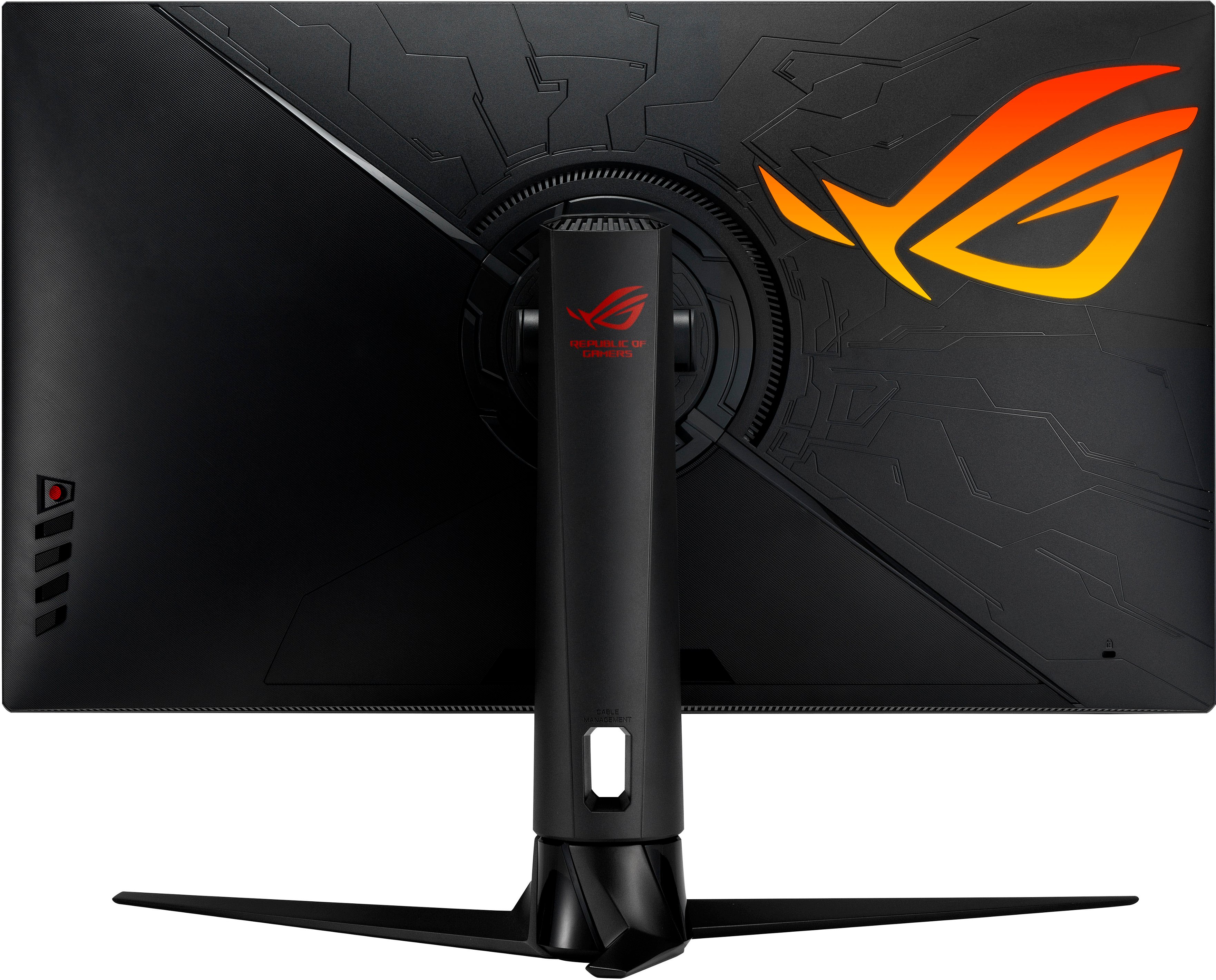 Back View: ASUS - ROG Swift 32” IPS 4K 144Hz HDMI 2.1 1ms G-SYNC Gaming Monitor with HDR (DisplayPort,USB)