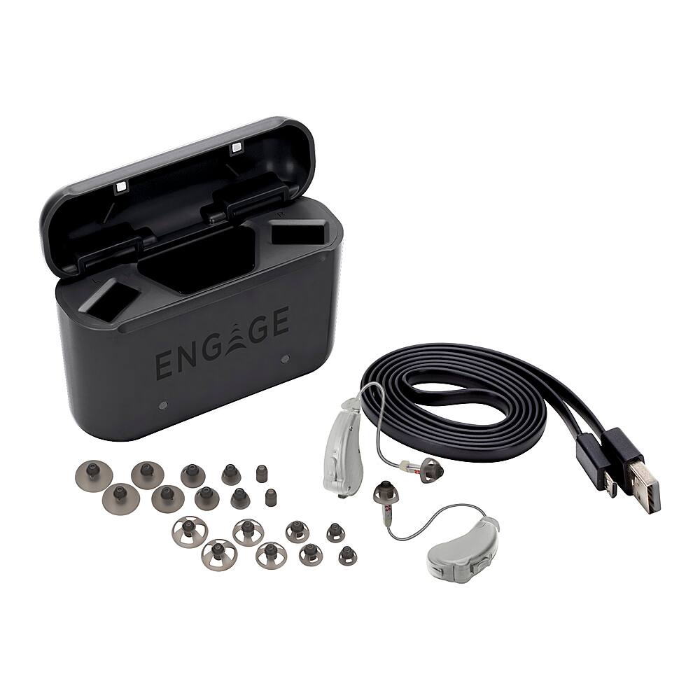 Left. Lucid Hearing - OTC ENGAGE BTE RECHARGEABLE Hearing Aids (iOS) - Gray.