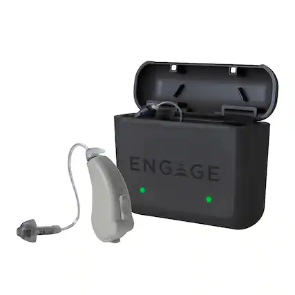 Front. Lucid Hearing - OTC ENGAGE BTE RECHARGEABLE Hearing Aids (Android) - Gray.