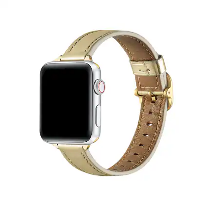 Front. Posh Tech - Carmen Skinny Leather Band for Apple Watch - Gold.