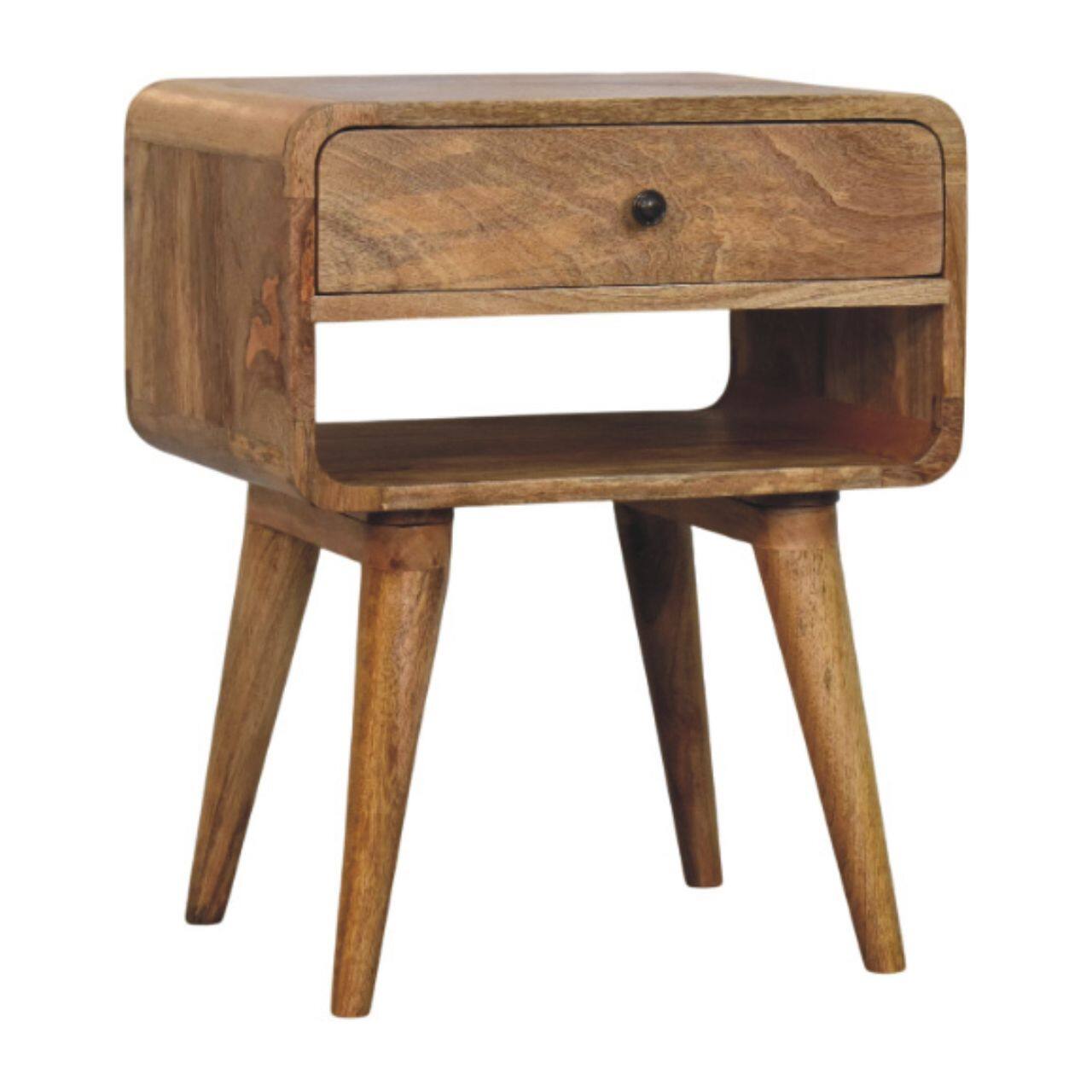 Left. Artisan Furniture - Artisan Furniture Solid Wood Avora Oak-ish Nightstand with Drawer and open slot - Oak.