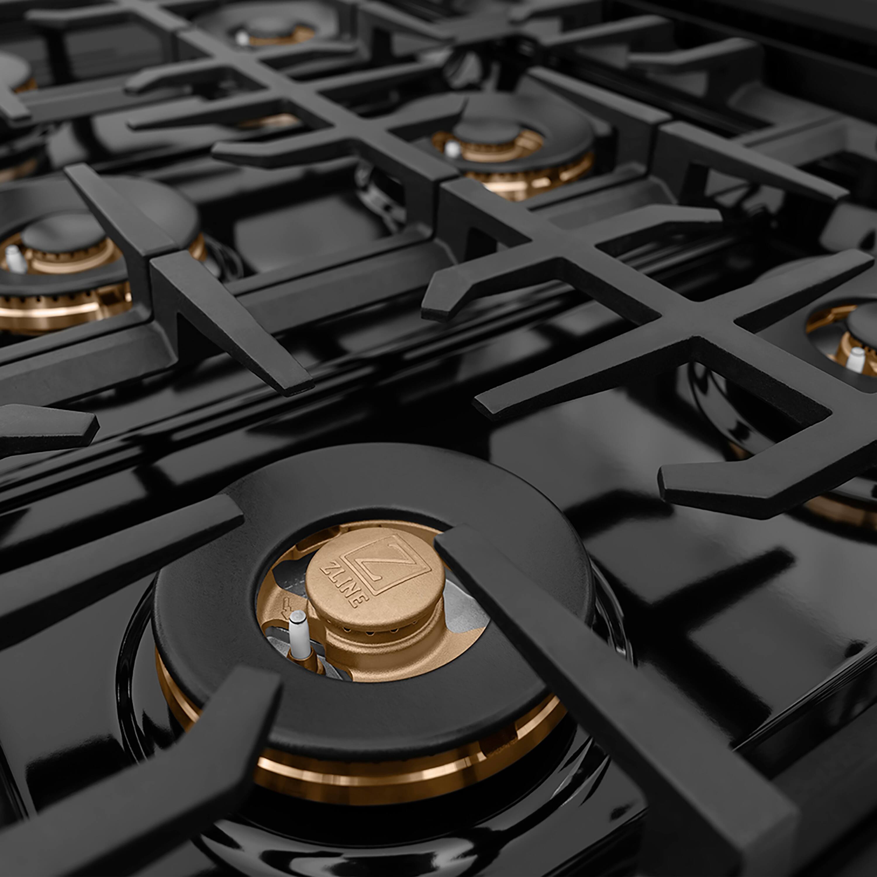 Left. ZLINE - ZLINE 36 in. Classic Gas Rangetop with 6 Burner DuoPro Cooktop (PCRTB-36) - Black Stainless Steel.