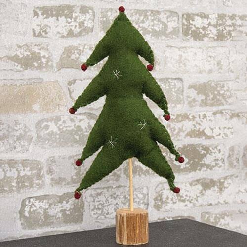 Angle. BreeBe - *Large Felted Christmas Tree with Red Ball - Green.