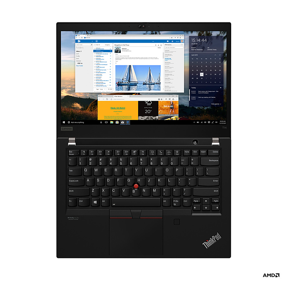Left View: Lenovo - 14" ThinkPad T14 Gen 2 Laptop - AMD Ryzen 5 PRO - 8GB Memory - 256GB SSD - Black