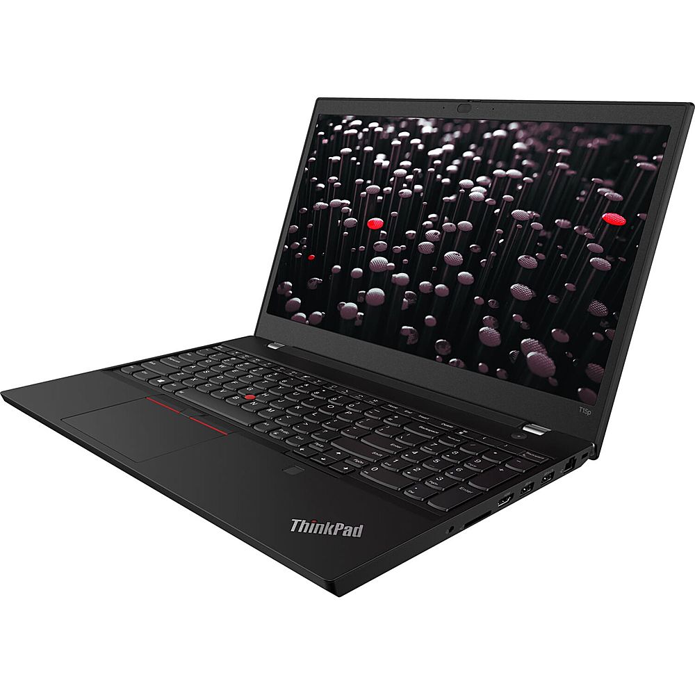 Left View: Lenovo - ThinkPad T15p Gen 2 - Intel Core i5-11400H - 15.6" FHD Laptop -256GB SSD - Black