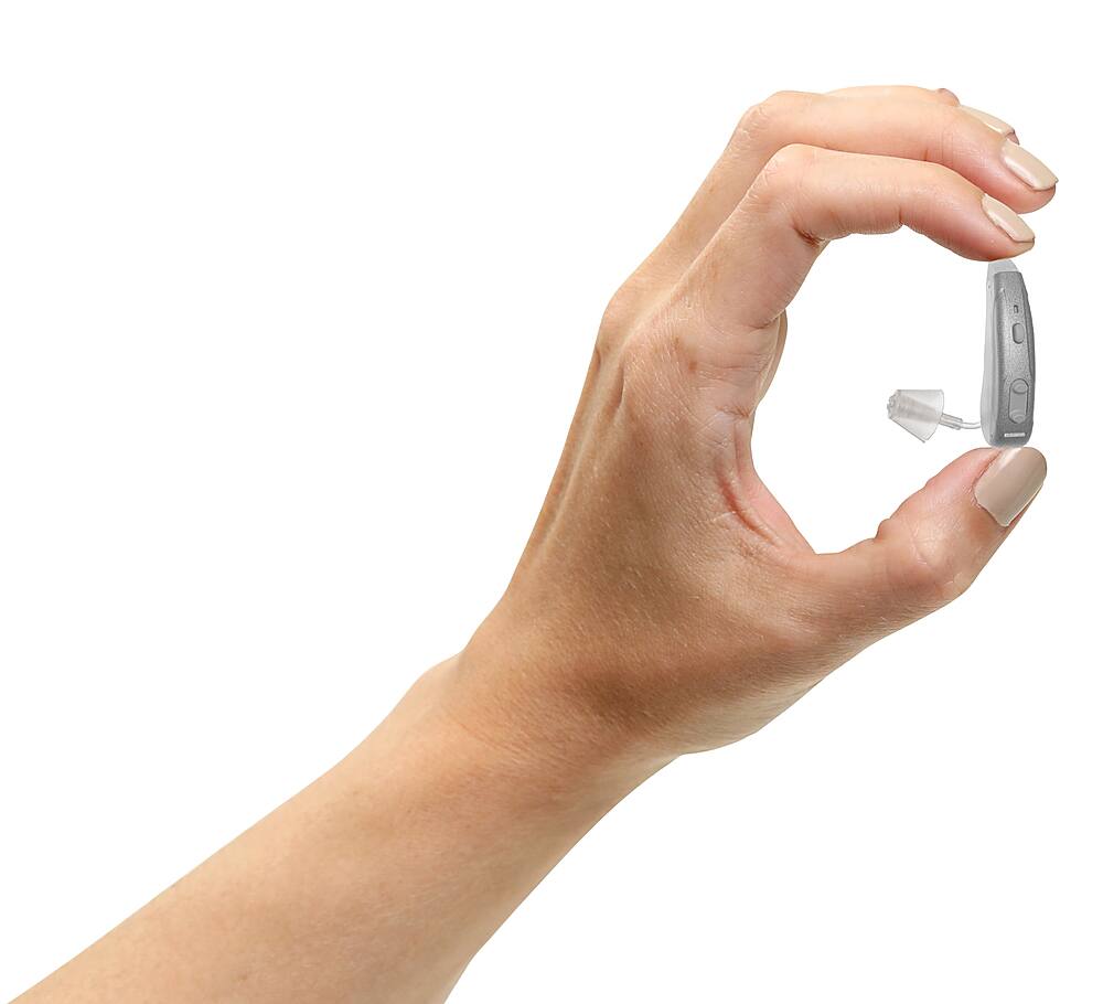 Angle View: Lexie Hearing - Lexie Lumen self-fitting OTC hearing aids - Silver