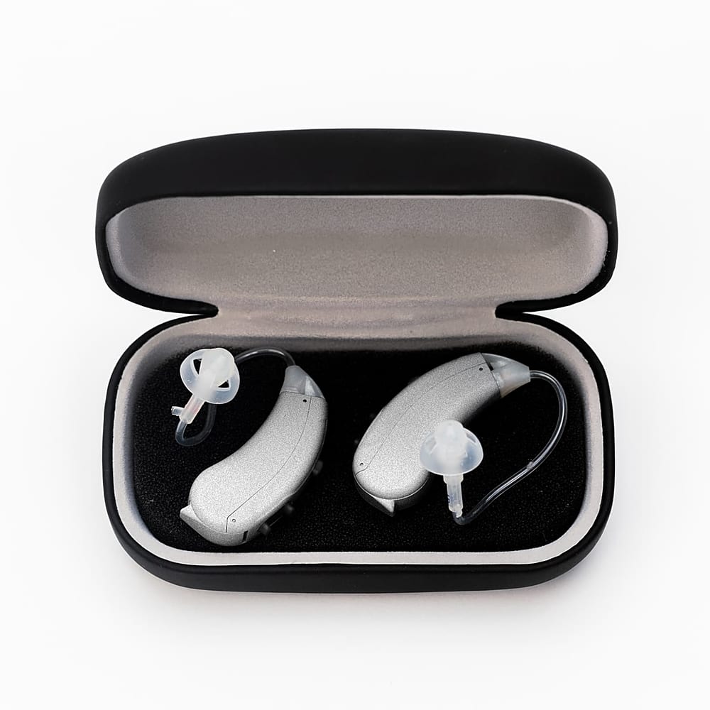 Front. Lexie Hearing - Lexie Lumen self-fitting OTC hearing aids - Silver.