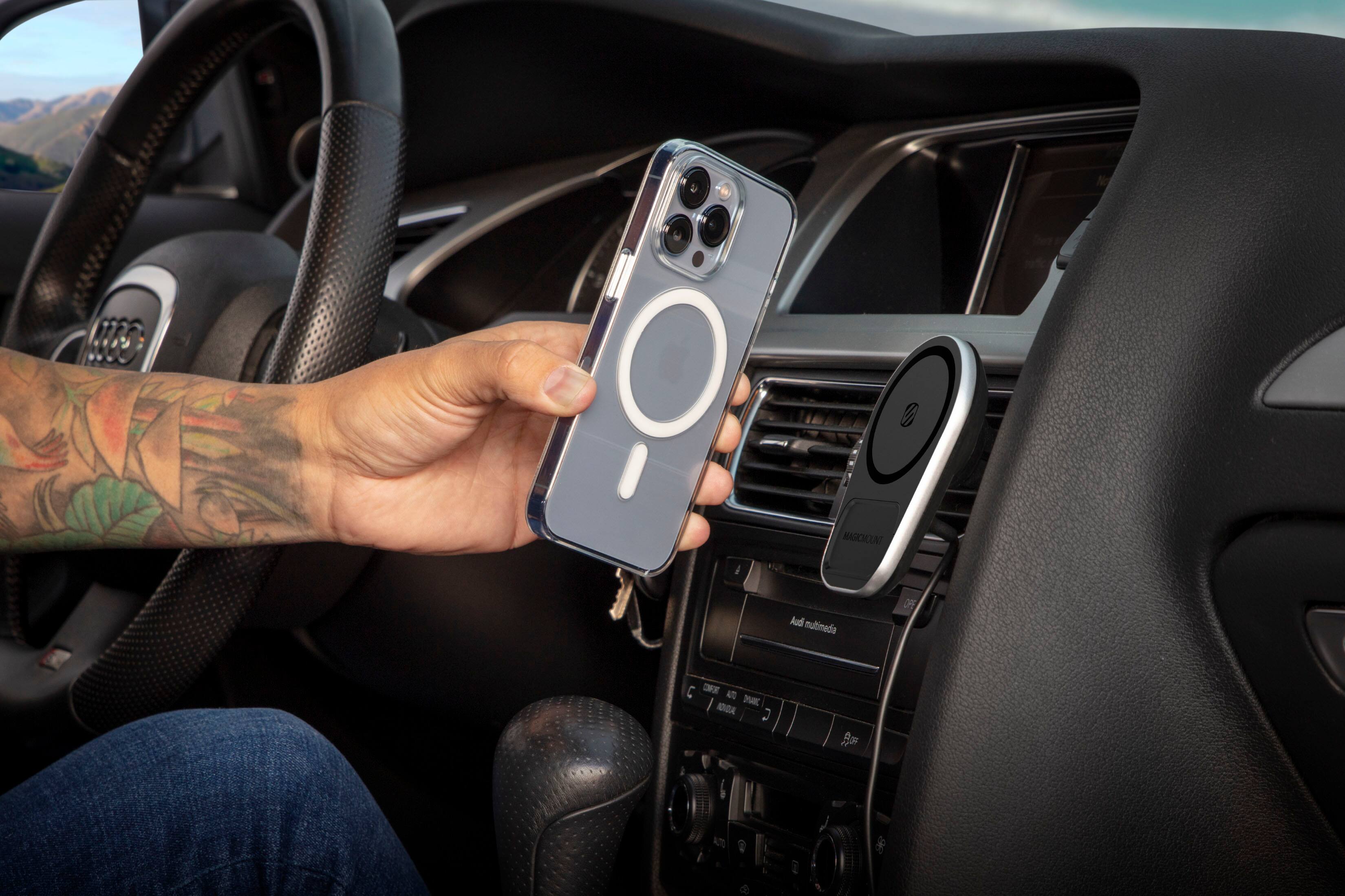 Alt View 13. Scosche - MagicMount Pro Charge5 Dash / Vent for most Cell Phones - Black.