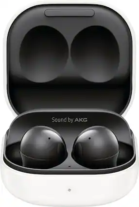 Front. Samsung - Galaxy Buds2 True Wireless Earbud Headphones - Phantom Black.
