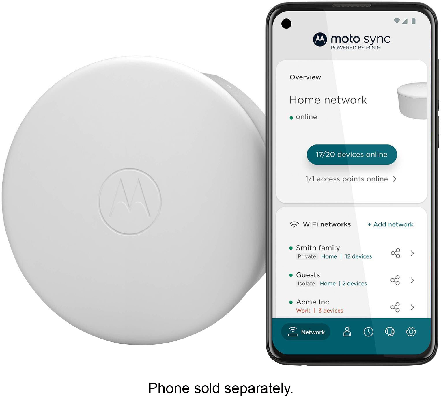 Angle View: Motorola - AX1800 Mesh WiFi Router/Extender - 1 pack - White