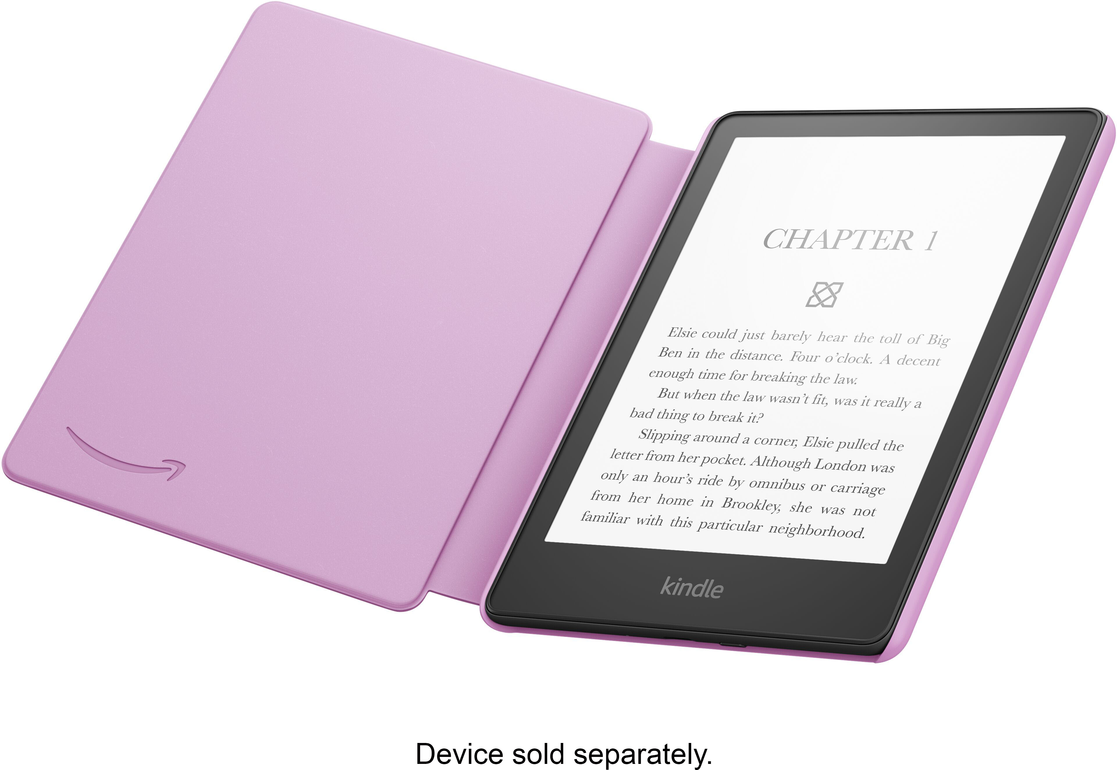 Left View: Amazon - Kindle Paperwhite Cover Leather (11th Generation-2021) - Lavender Haze