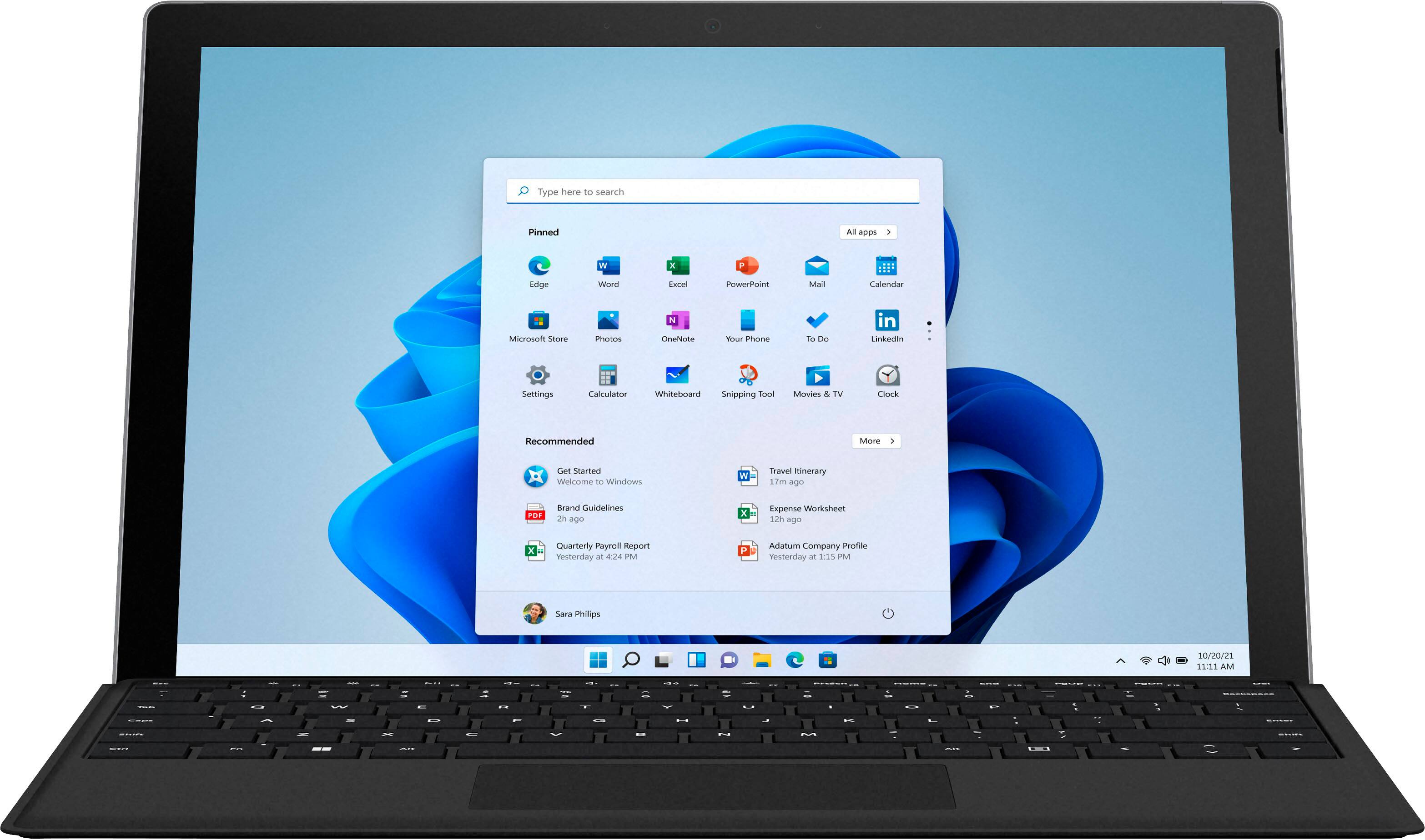 Alt View 16. Microsoft - Surface Pro 7+ - 12.3” Touch-Screen - Intel Core i3 - 8GB Memory - 128GB SSD with Black Type Cover - Platinum.