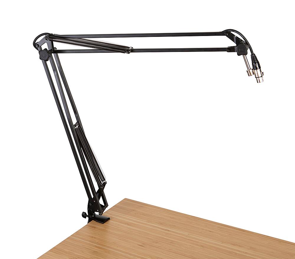 Front. Gator Frameworks - Desk-Mounted Broadcast Boom Stand - Black.