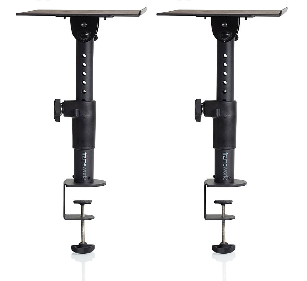 Front. Gator Frameworks - Clamp-On Studio Monitor Stand - Black.