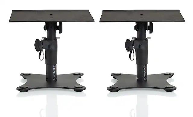 Front. Gator Frameworks - Desktop Studio Monitor Stand - Black.