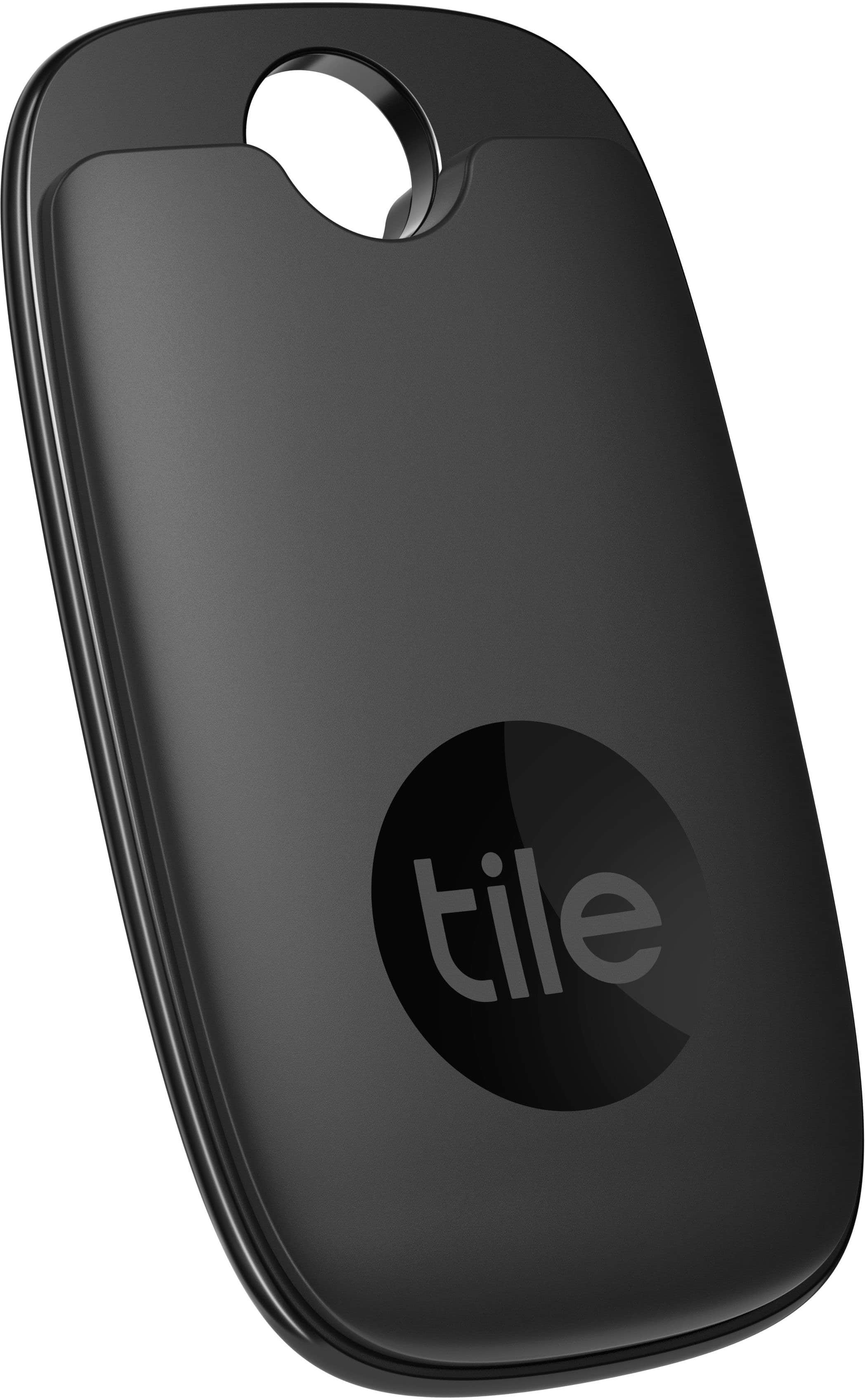 Left. Tile by Life360 - Pro (2022) - 1 pack Powerful Bluetooth Tracker, Key Finder and Item Locator for Keys, Bags, and More; Up to 400 ft Range - Black.