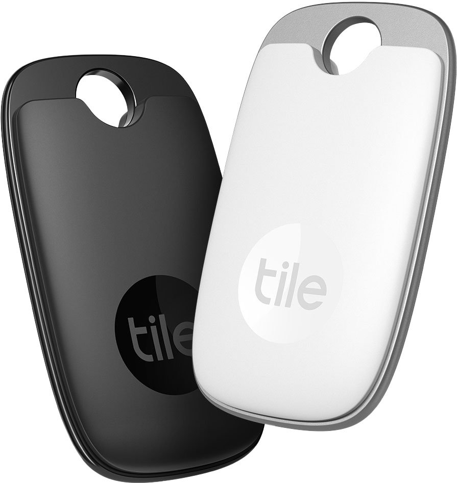 Angle View: Tile by Life360 - Pro (2022) - 2 Pack Powerful Bluetooth Tracker, Key Finder and Item Locator for Keys, Bags, and More; Up to 400 ft Range - Black/White