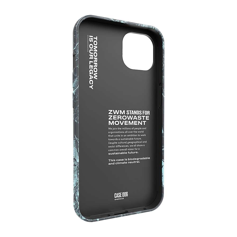 Left View: Zero Waste Movement - Apple iPhone 13 Eco-Friendly Phone Case - Blue \ Black