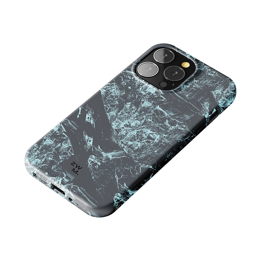 Angle View: ArtsCase - StrongFit Designers Case for Apple iPhone 13 Pro Max - Blue / Gold Marble