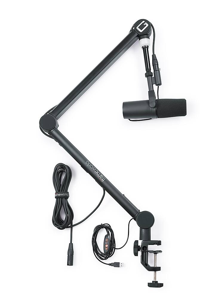 Front. Gator Frameworks - Pro Desktop Mic Boom Stand - Black.