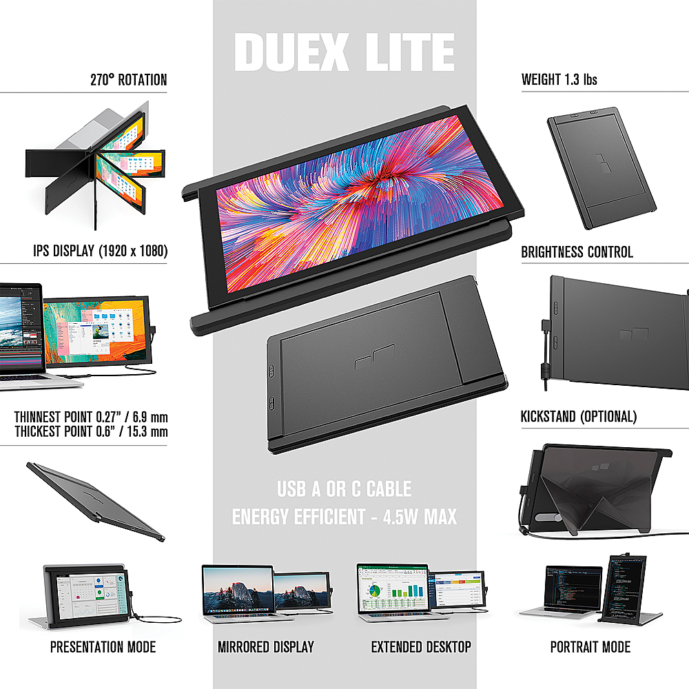 Mobile Pixels DUEX Lite 12.5-Inch IPS LCD Slide-Out Display for