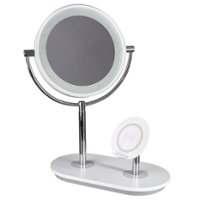 OttLite - 320 Lumen LED Makeup Mirror with Qi Charging - Silver/White - Front_Zoom