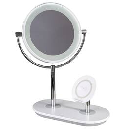 OttLite - 320 Lumen LED Makeup Mirror with Qi Charging - Silver/White