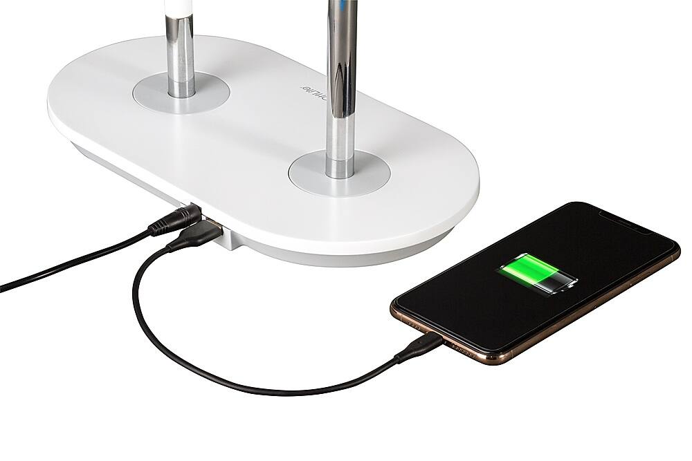 Alt View 19. OttLite - 320 Lumen LED Makeup Mirror with Qi Charging - Silver/White.