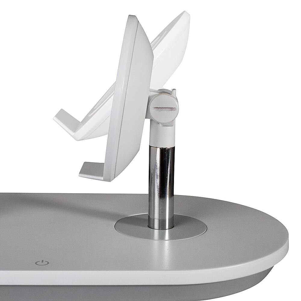 Alt View 22. OttLite - 320 Lumen LED Makeup Mirror with Qi Charging - Silver/White.
