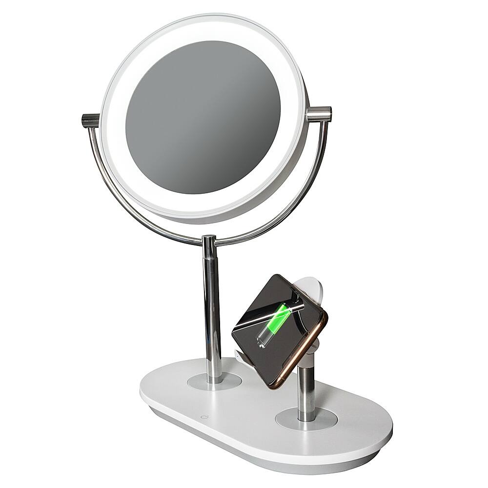 Alt View 28. OttLite - 320 Lumen LED Makeup Mirror with Qi Charging - Silver/White.