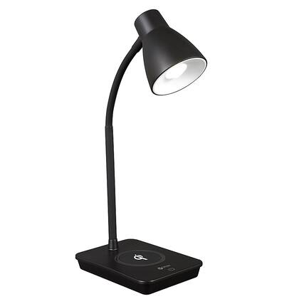 Front. OttLite - 302 Lumen Wellness Series Infuse LED Desk Lamp with Qi and USB Charging - Black.