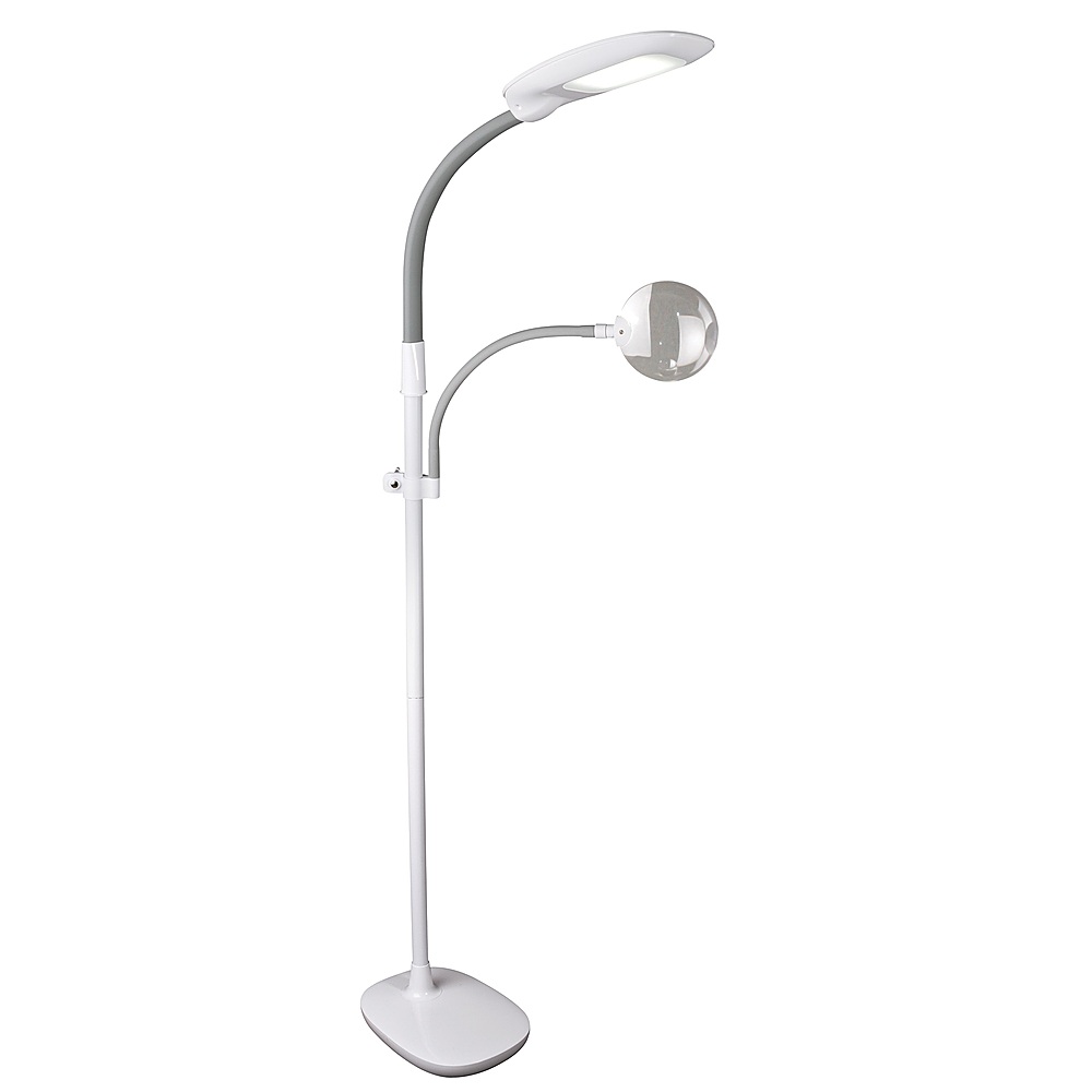OttLite 881 Lumen Dimmable LED Floor Lamp with Magnifier White