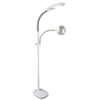 OttLite - 881 Lumen Dimmable LED Floor Lamp with Magnifier - White/Gray - Front_Zoom