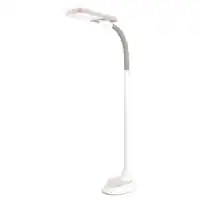 OttLite - 930 Lumen Pivoting Shade Floor Lamp - White/Gray - Front_Zoom