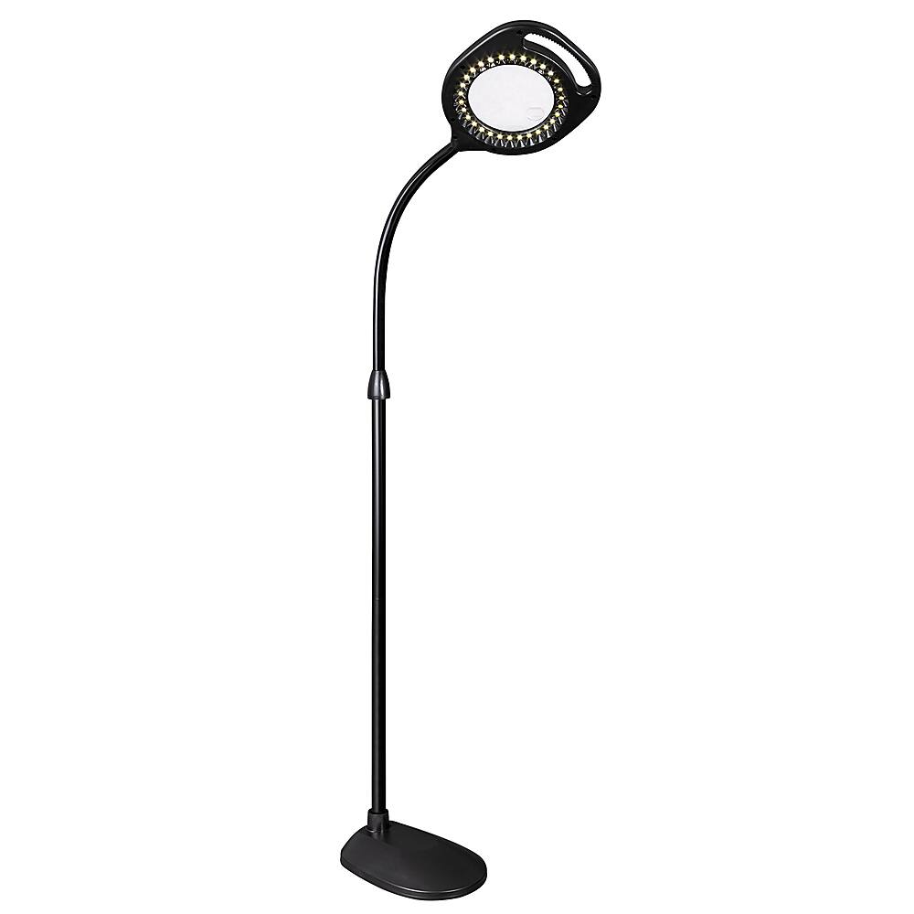 Front. OttLite - 240 Lumen 2-in-1 LED Magnifier Floor and Table Light - Black.