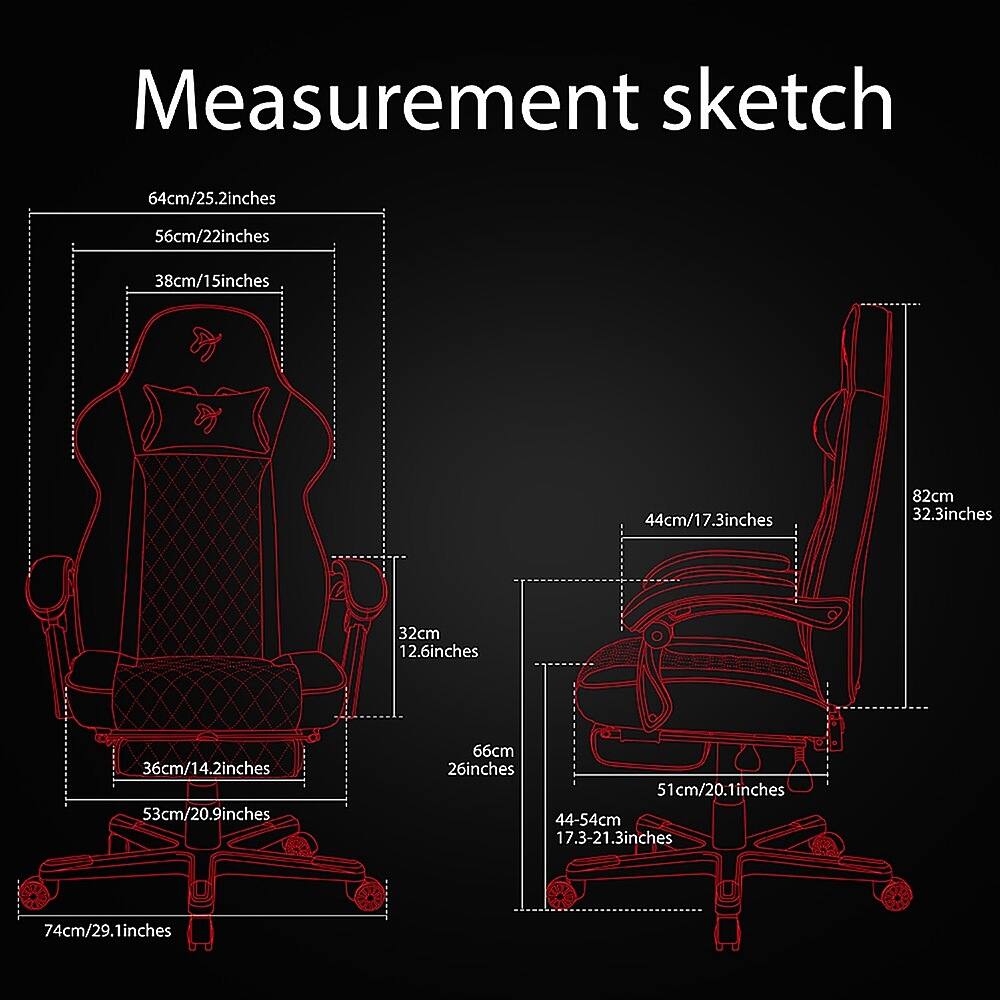 Measurement sketch:

* 64cm/25.2inches
* 56cm/22inches
* 38cm/15inches
* 44cm/17.3inches
* 82cm/32.3inches
* 32cm/12.6inches
* 36cm/14.2inches
* 53cm/20.9inches
* 66cm/26inches
* 51cm/20.1inches
* 44-54cm/17.3-21.3inches
* 74cm/29.1inches