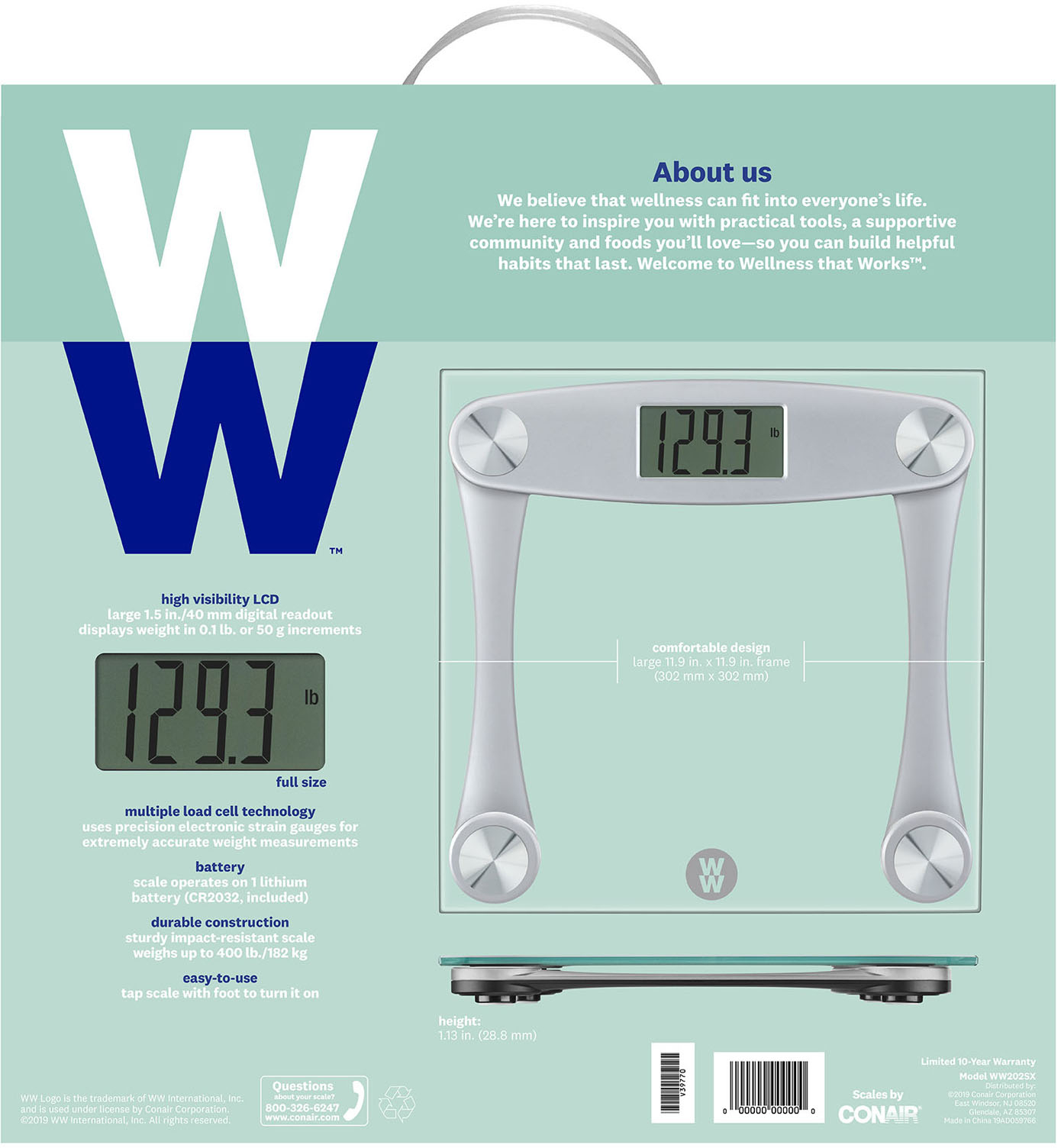 WW Scales by Conair Digital Glass Bathroom Scale 400 Lbs. Capacity Silver  Frame