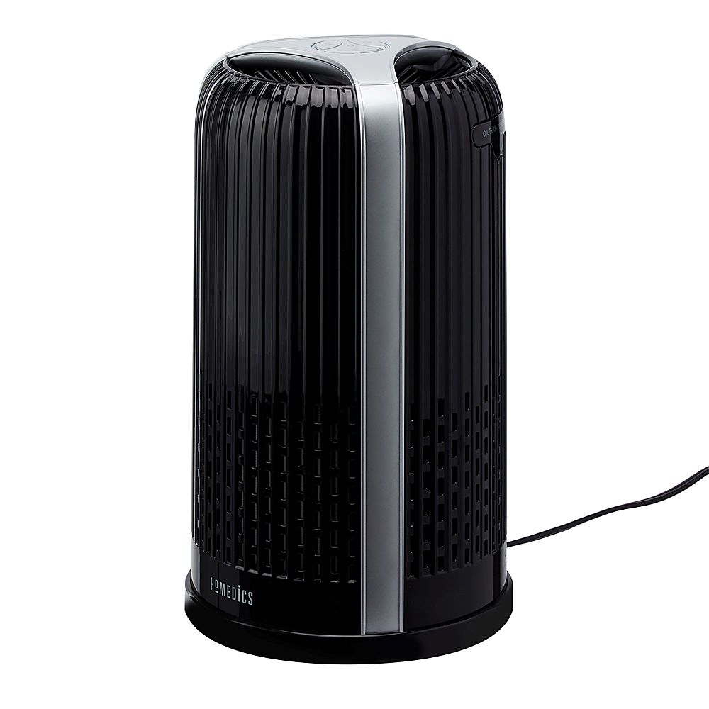 Left View: HoMedics - TotalClean 4-in-1 Tower Air Purifier - Black