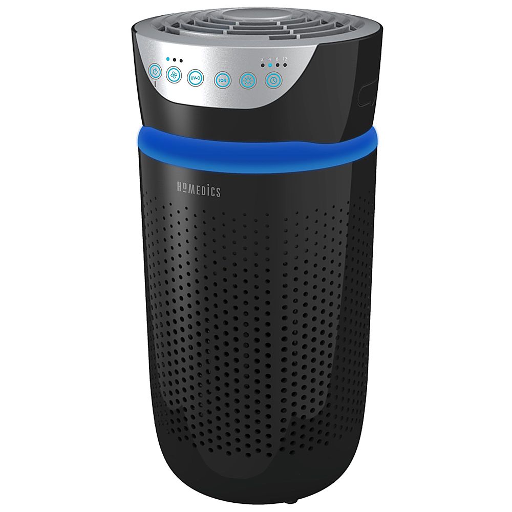Angle View: HoMedics - TotalClean 5-in-1 Tower Air Purifier - Black