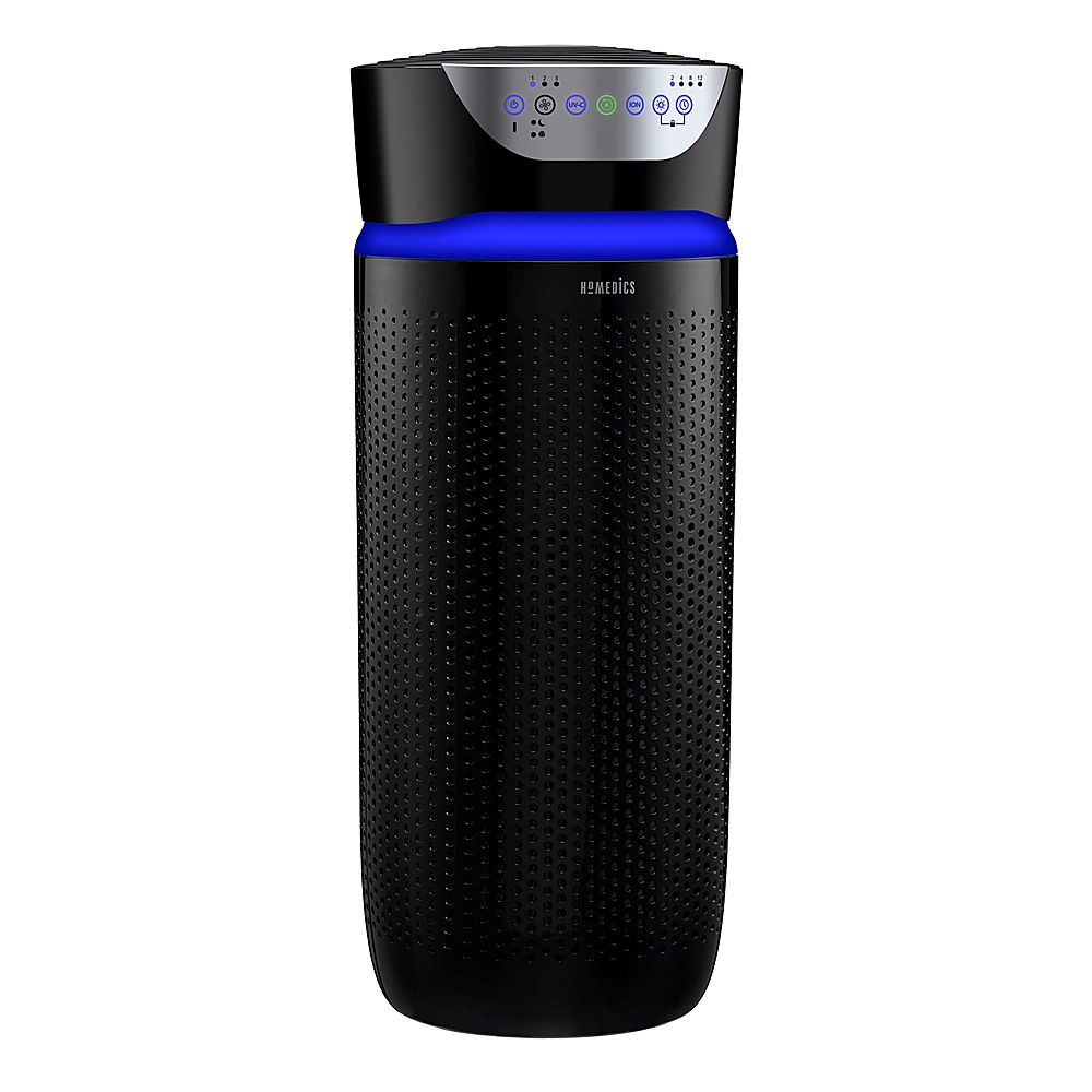 Angle View: HoMedics - TotalClean Deluxe 5-in-1 Tower Air Purifier - Black