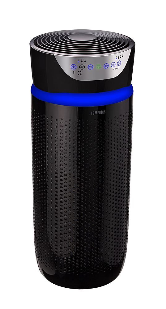 Left View: HoMedics - TotalClean Deluxe 5-in-1 Tower Air Purifier - Black