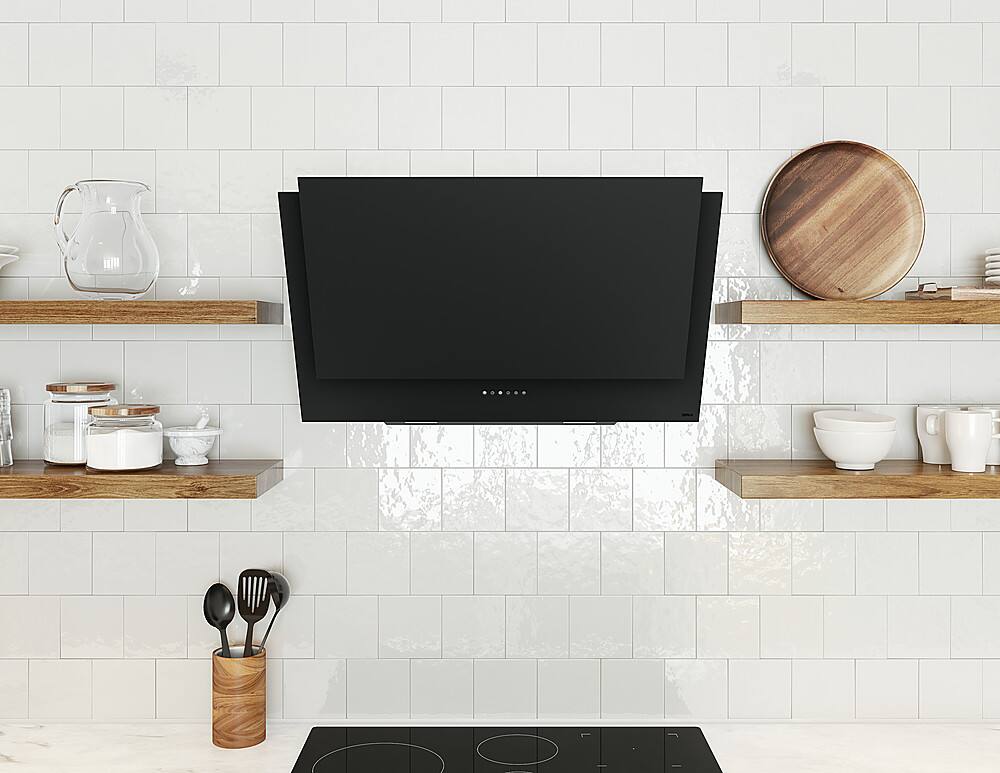 Alt View 11. Zephyr - Apex 90 cm. Shell Only Wall Mount Range Hood with LED Lights - Matte Black.