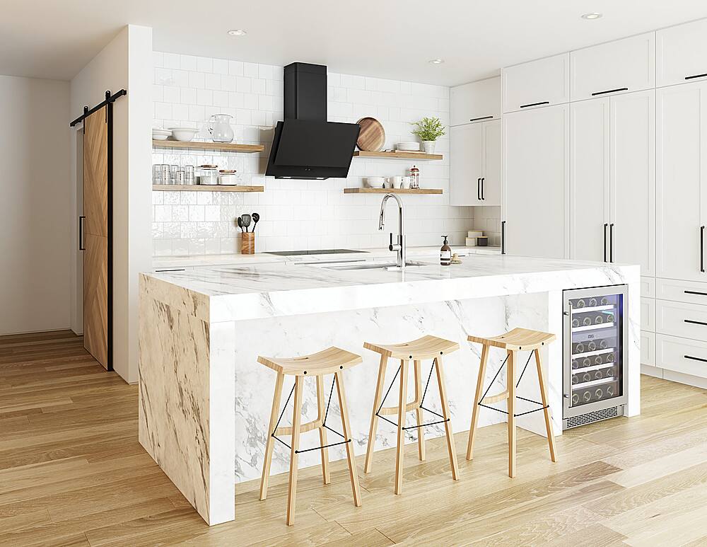 Alt View 18. Zephyr - Apex 90 cm. Shell Only Wall Mount Range Hood with LED Lights - Matte Black.