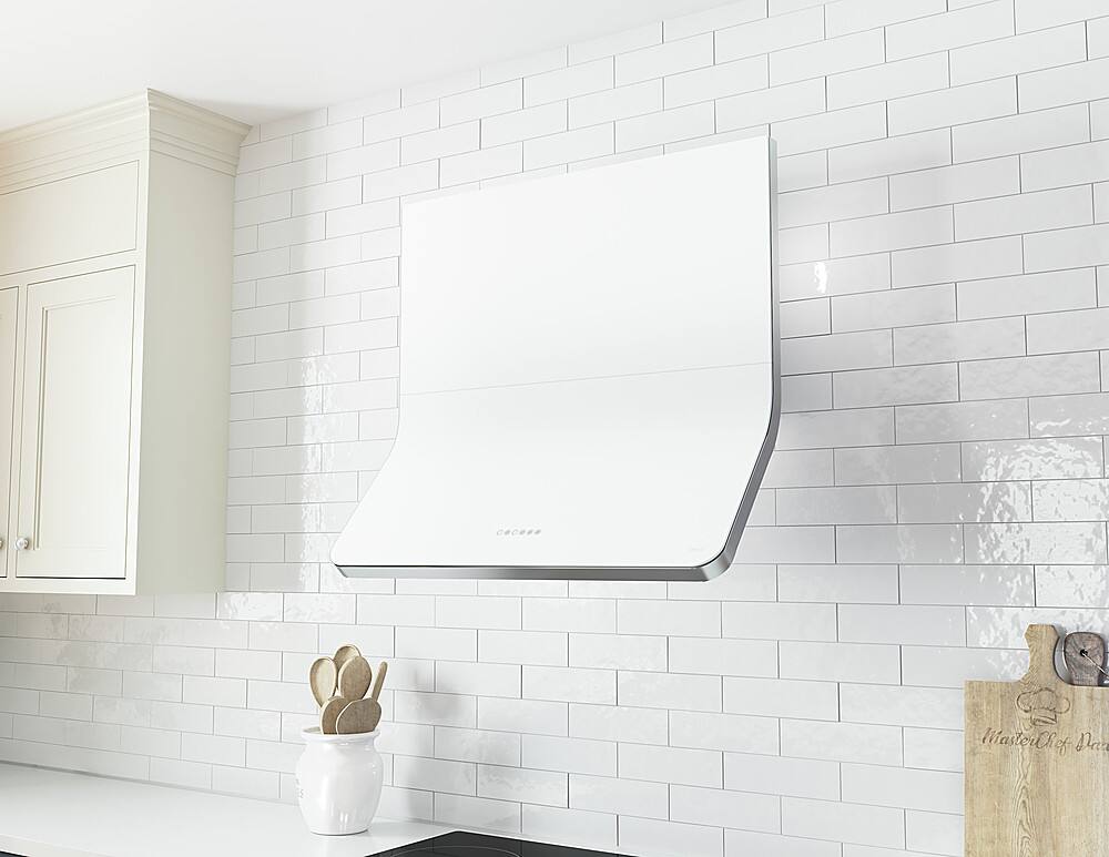 Alt View 12. Zephyr - Horizon 36 in. Shell Only Wall Mount Range Hood with LED Lights - Matte White.