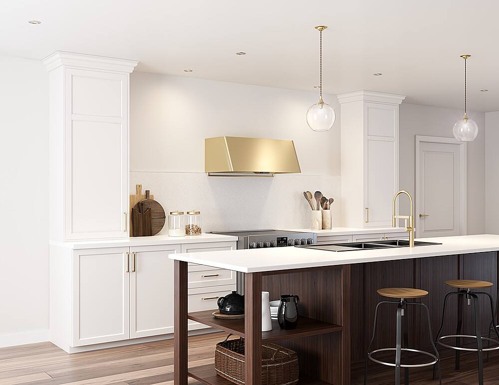 Alt View 18. Zephyr - Mesa 36 in. Shell Only Wall Mount Range Hood with LED Lights - Satin Gold.