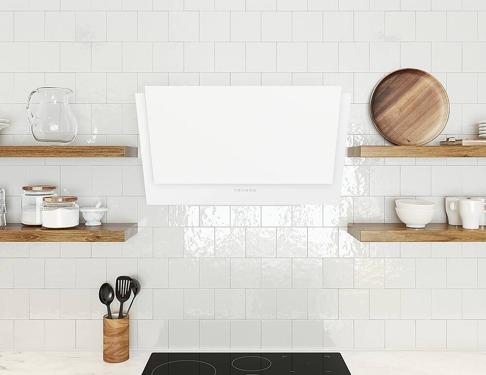 Alt View 11. Zephyr - Apex 90 cm. Shell Only Wall Mount Range Hood with LED Lights - Matte White.