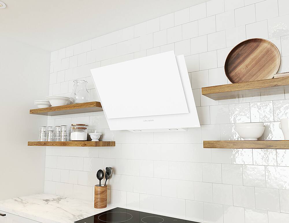 Alt View 12. Zephyr - Apex 90 cm. Shell Only Wall Mount Range Hood with LED Lights - Matte White.