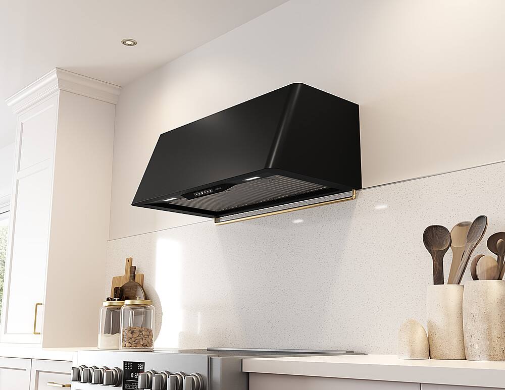 Alt View 12. Zephyr - Mesa 36 in. Shell Only Wall Mount Range Hood with LED Lights - Matte Black.