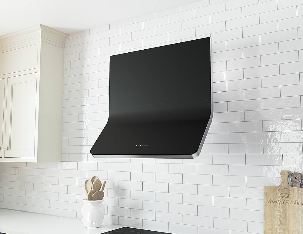 Alt View 12. Zephyr - Horizon 36 in. Shell Only Wall Mount Range Hood with LED Lights - Matte Black.