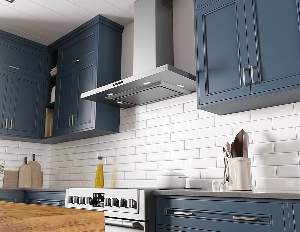 Alt View 12. Zephyr - Layers 36 in. Shell Only Wall Mount Range Hood with LED Lights - Stainless Steel.